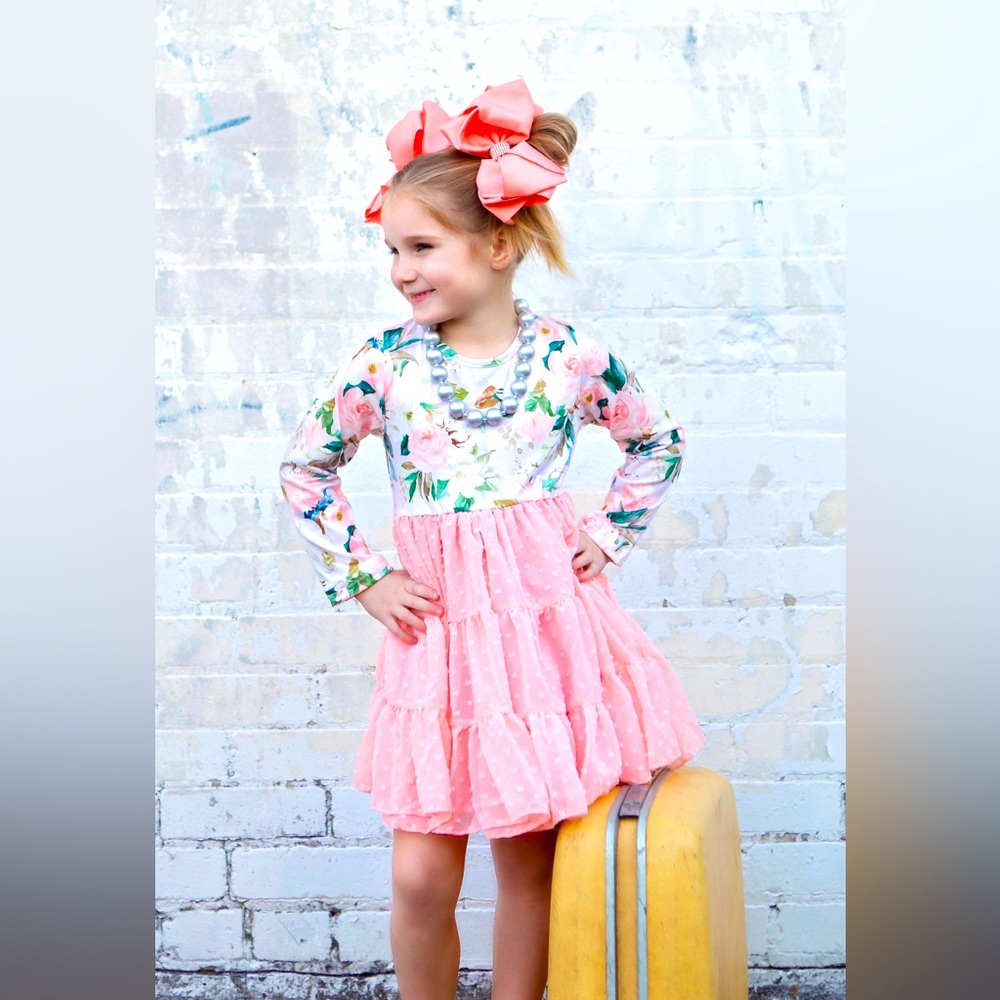 Floral and Swiss Dot Dress
